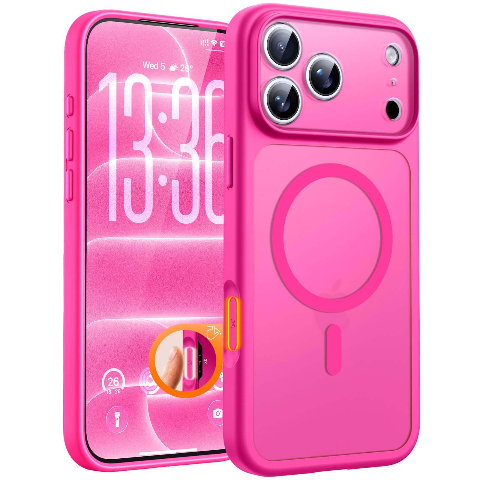 TOCOL for iPhone 18 Pro Max Case, Compatible with MagSafe, Hot Pink