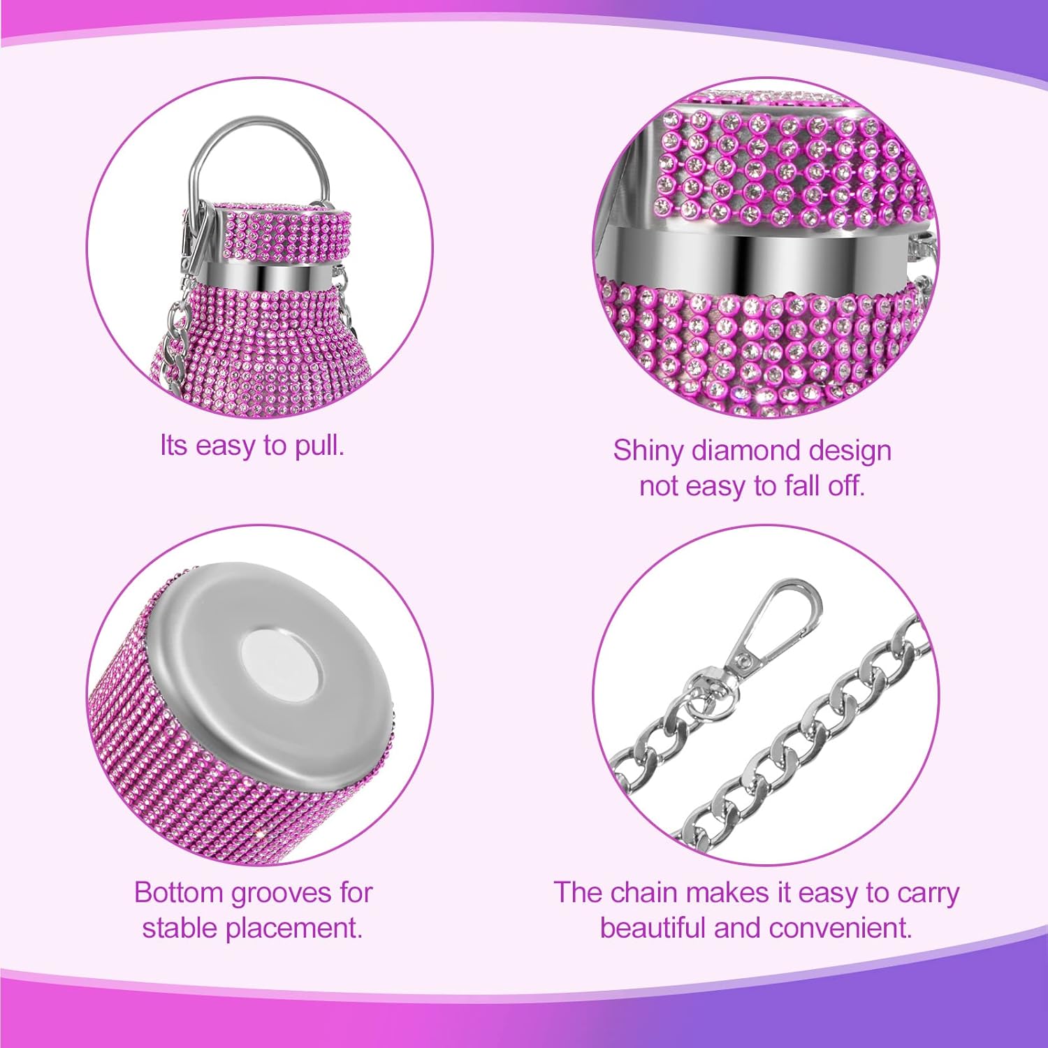 INSTOME Bling Water Bottle with Chain - 25 oz Sparkling Diamond Rhinestone Tumbler, Glittering Reusable Cup for Women Girl - Image 5