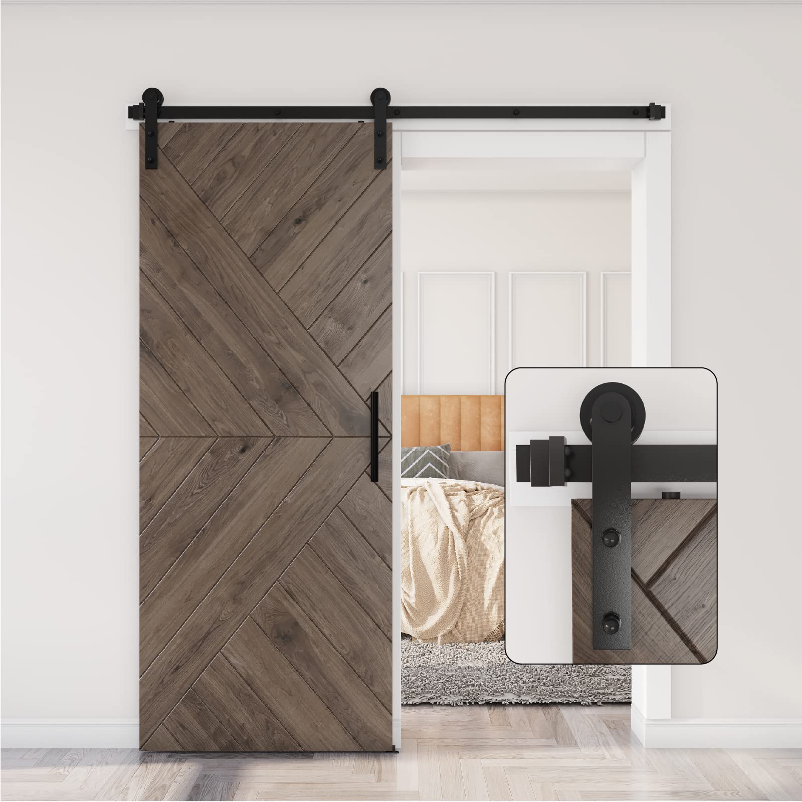 WINSOON Sliding Barn Door Hardware Kit 6FT Track Roller Set for Single