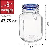 Vista 2 de Bormioli Rocco Fido – Tarro cuadrado con tapa azul, Transparente