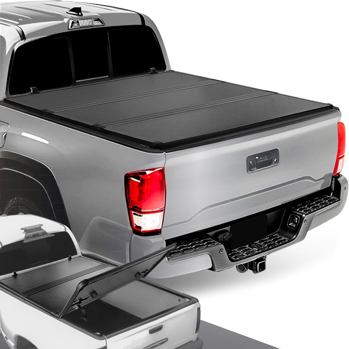 DNA MOTORING New Upgrade Truck Bed Top Hard Solid Tri-Fold Tonneau Cover Compatible with 20-23 Jeep Gladiator 5.5Ft Bed, TTC-HARD-082