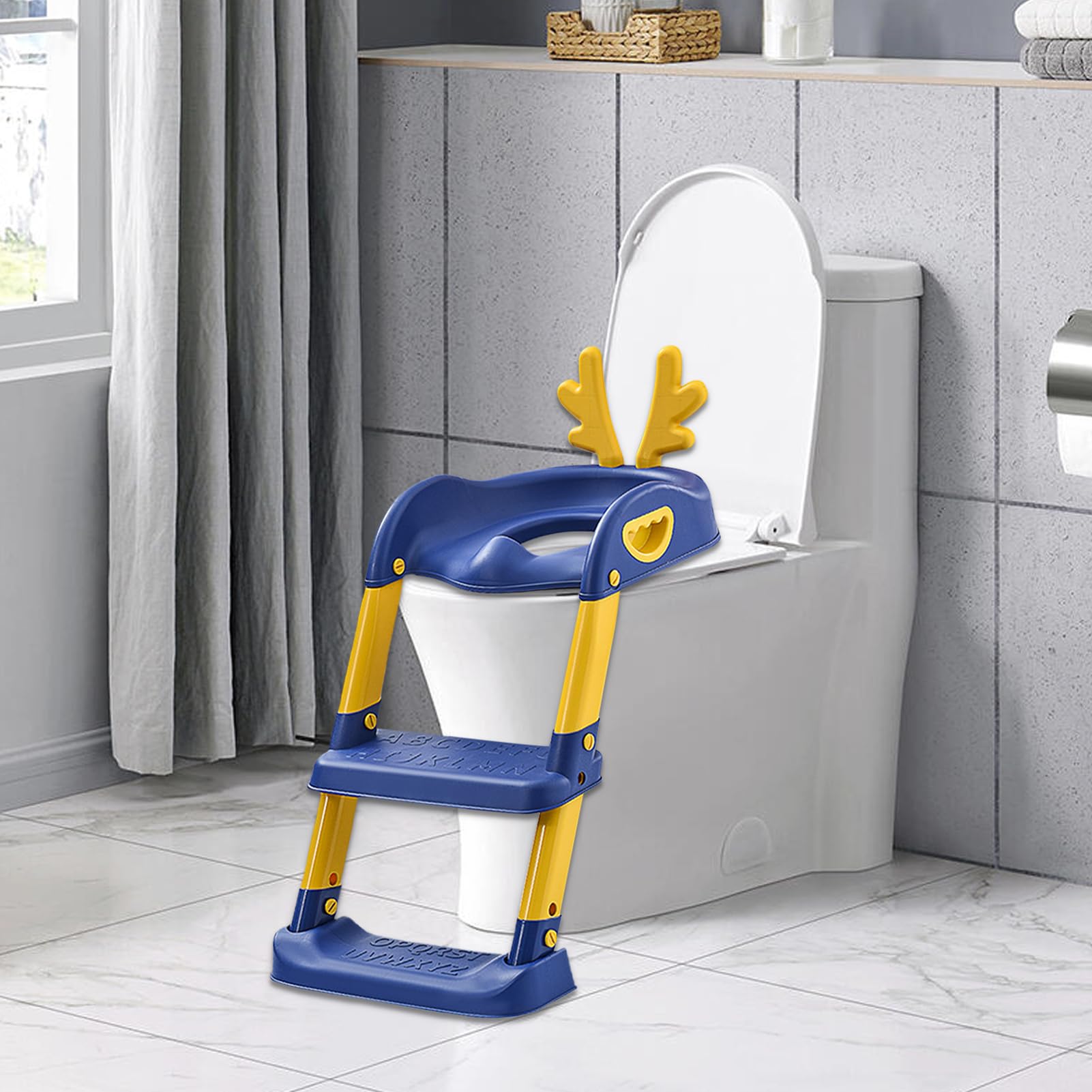 2 in 1 Töpfchen für Kleinkinder:Klappbarer Toilettensitz für Kinder 39 x 69 cm Treppe Tritthocker Rutschfestes Pad tragbares Badezimmer Zubehör für Mädchen Training