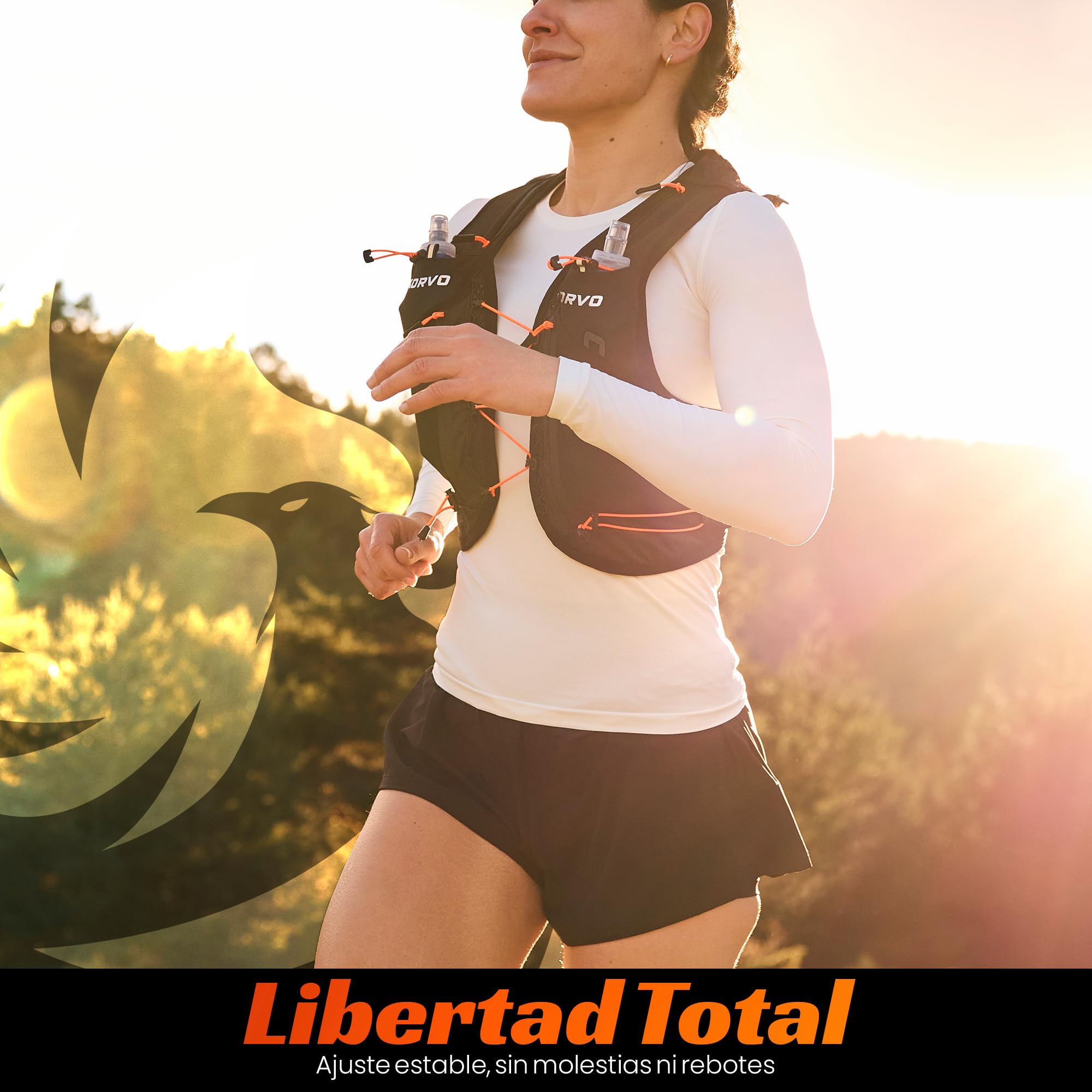 KORVO Chaleco Running Hombre y Mujer + 2 Soft Flask 500ml - Chaleco Hidratacion Trail Running, Mochila Hidratacion Correr, Mochila Trail Running Hombre, Running Vest, Chaleco para Correr