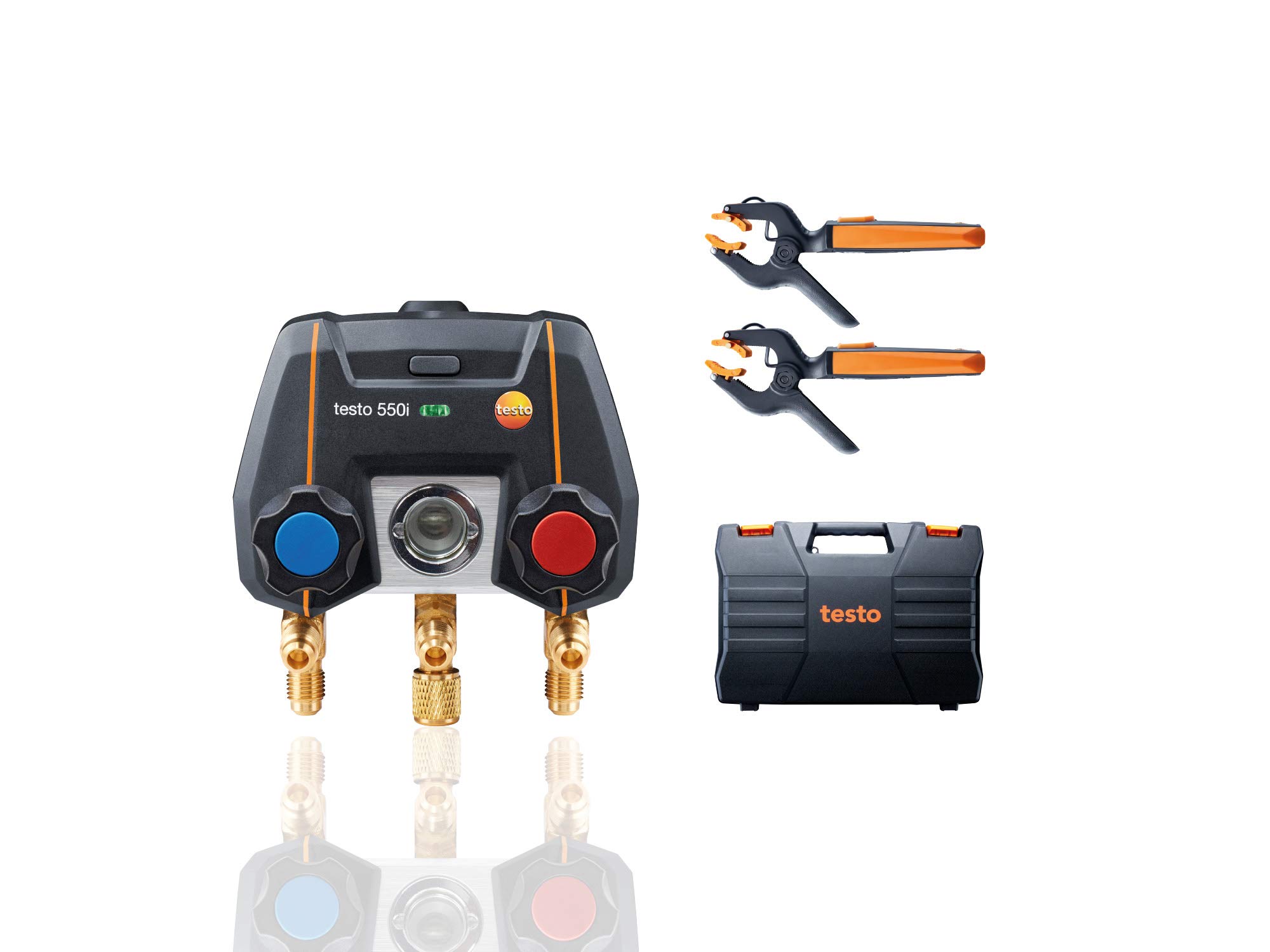 Testo 550i Kit I App Operated Digital Manifold and 2 x 115i Pipe Clamp