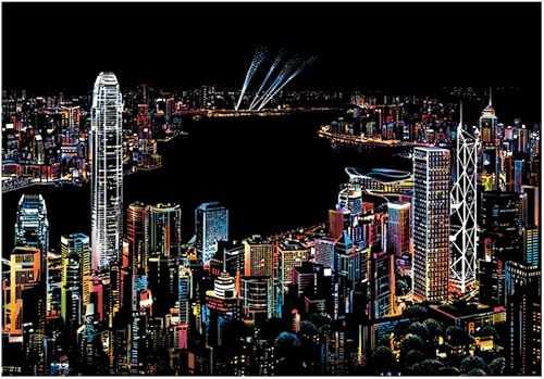 Miniatura 9 de EXCEART Juego de 4 piezas de arte para rascar, vista nocturna, rascador de bricolaje para rascar, kits de manualidades para rascar, materiales de