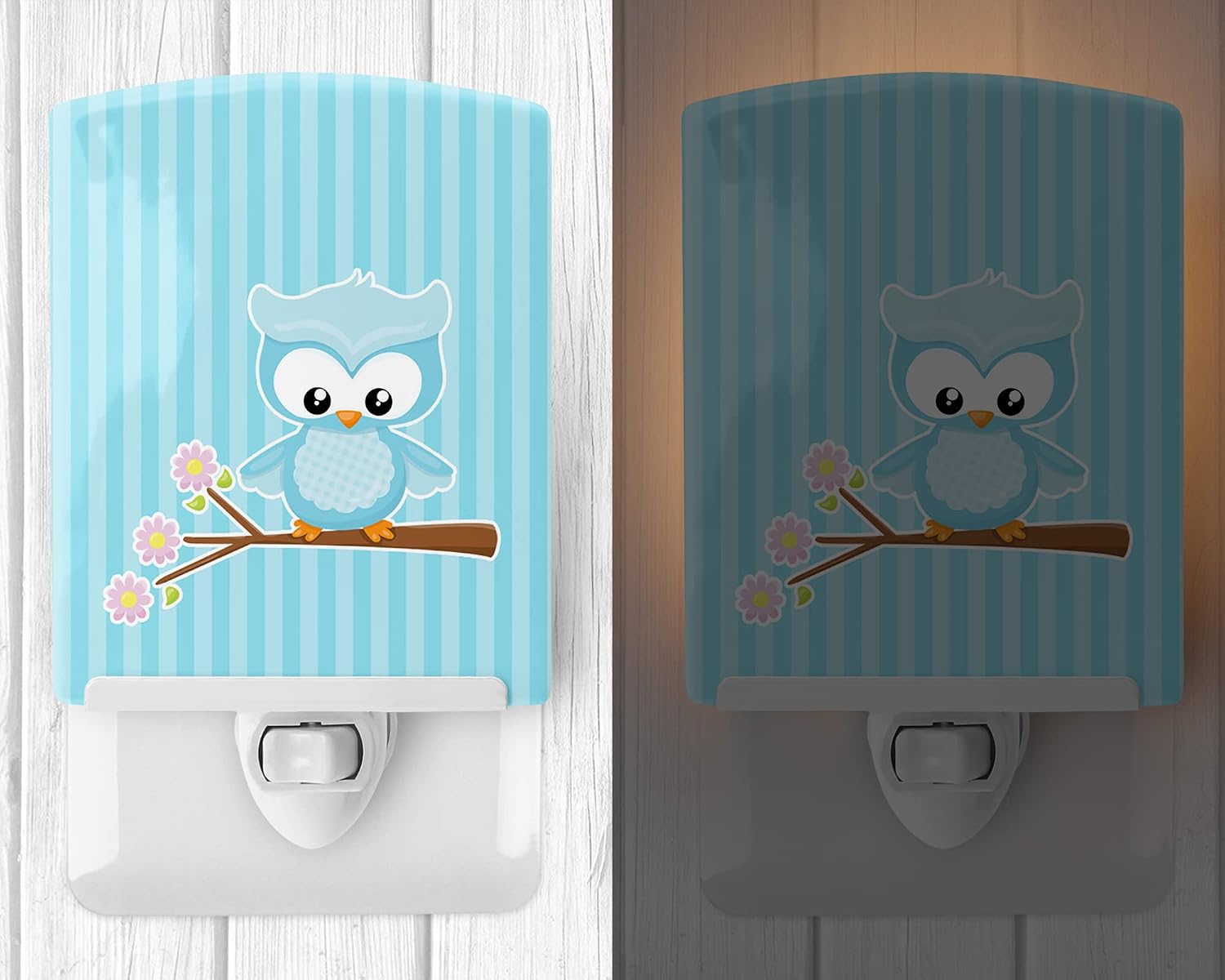 Caroline's Treasures BB9048CNL Girl Bird on Branch Ceramic Night Light Compact, UL-Certified, Ideal for Bedroom, Bathroom, Nursery, Hallway, Kitchen, 6x4x3, Multicolor