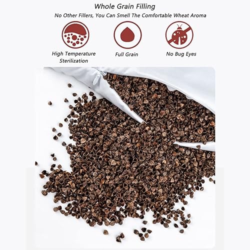 Miniatura 3 de Almohadas para el cuello y cervical, almohada para el cuello cervical enrollable con relleno de cáscaras de alforfón, almohadas redondas de alforfón