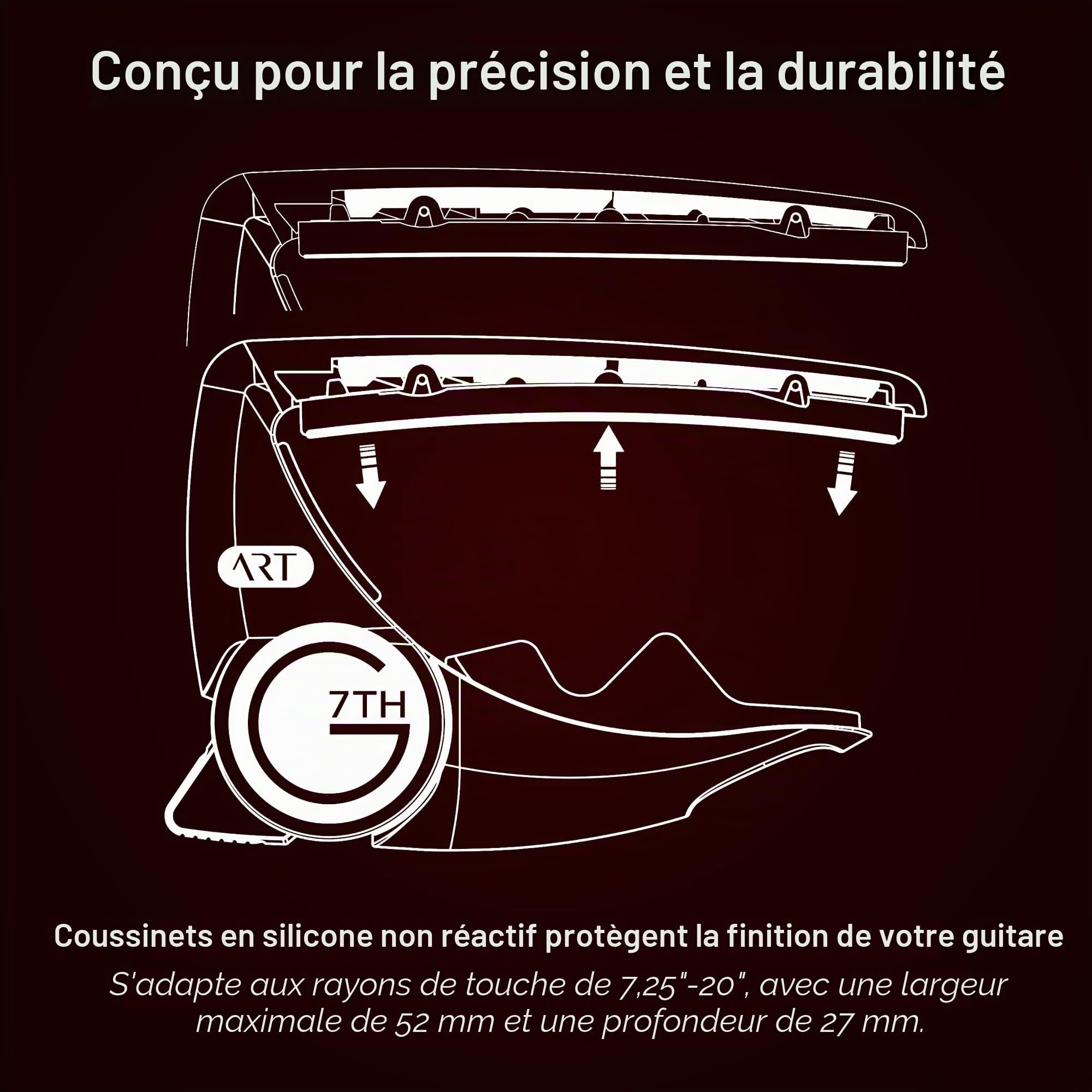 G7th Performance 3 Capodastre Guitare 6 Cordes Noir - Contrôle de Tension Révolutionnaire & Technologie Adaptive Radius - Le Capodastre Parfait pour Guitare Acoustique et Électrique
