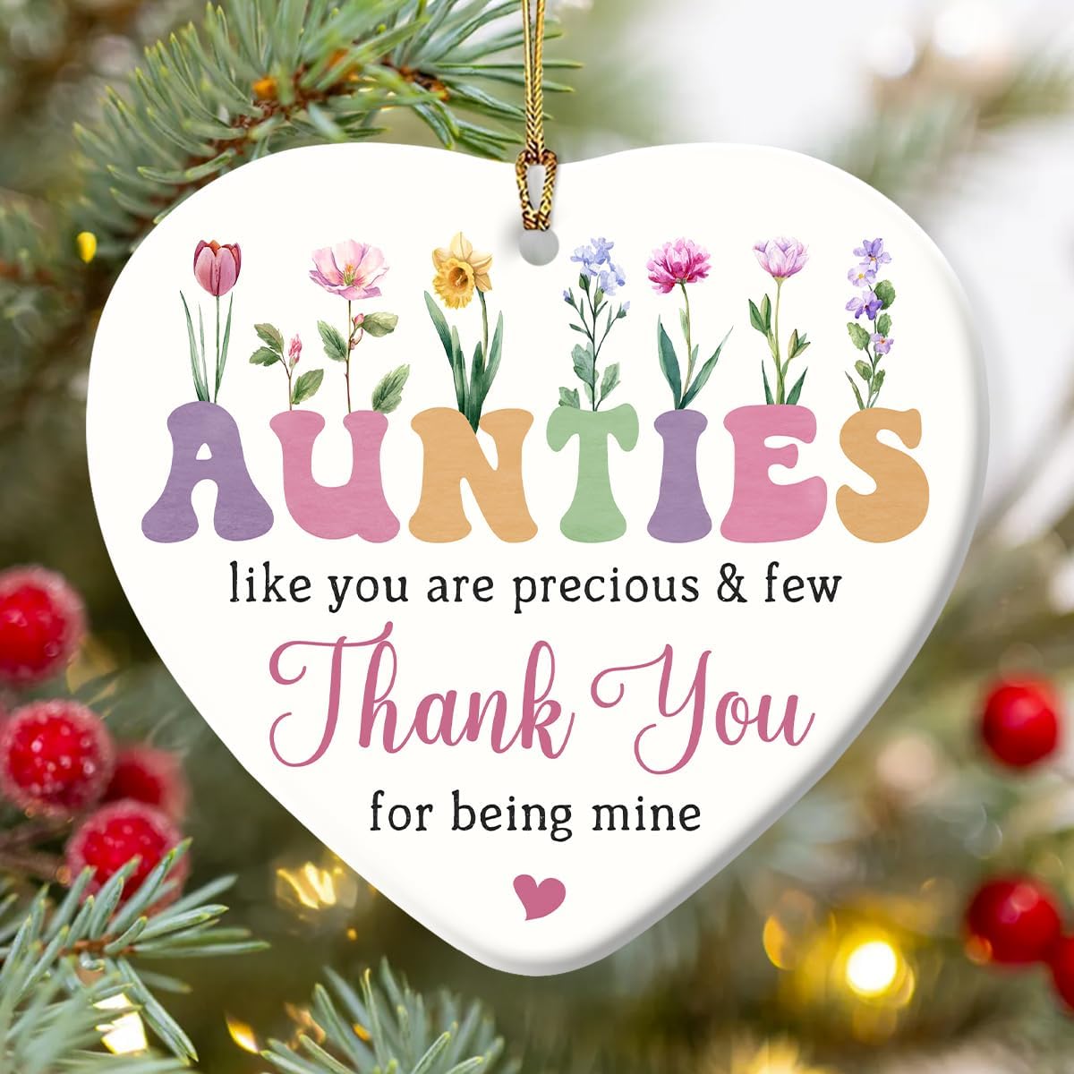 Auntie Ornament 2025 - Auntie Christmas Ornament, Gifts for Aunt from Niece, Nephew for Aunts, Sister - Ceramic Ornaments Xmas Decoration Idea for Great Aunt