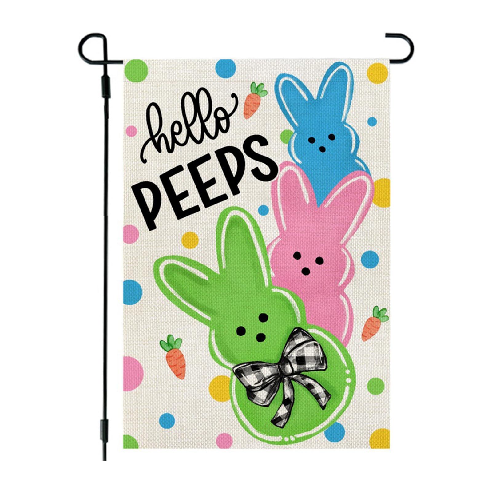 Jazuaiao Garden Flag 12x18 Double Sided, Holiday Farmhouse Bunnies Garden Flags Easter Outdoor Decorations Yard Flags Gift Outdoor Farmhouse Decorations