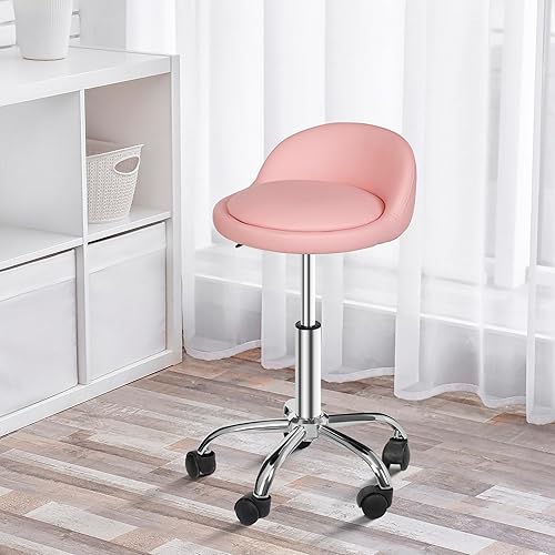 Miniatura 9 de HomGarden Taburete giratorio hidráulico ajustable para sala de masajes, oficina, spa facial, silla de tatuaje médico, taburete con cojín de respaldo