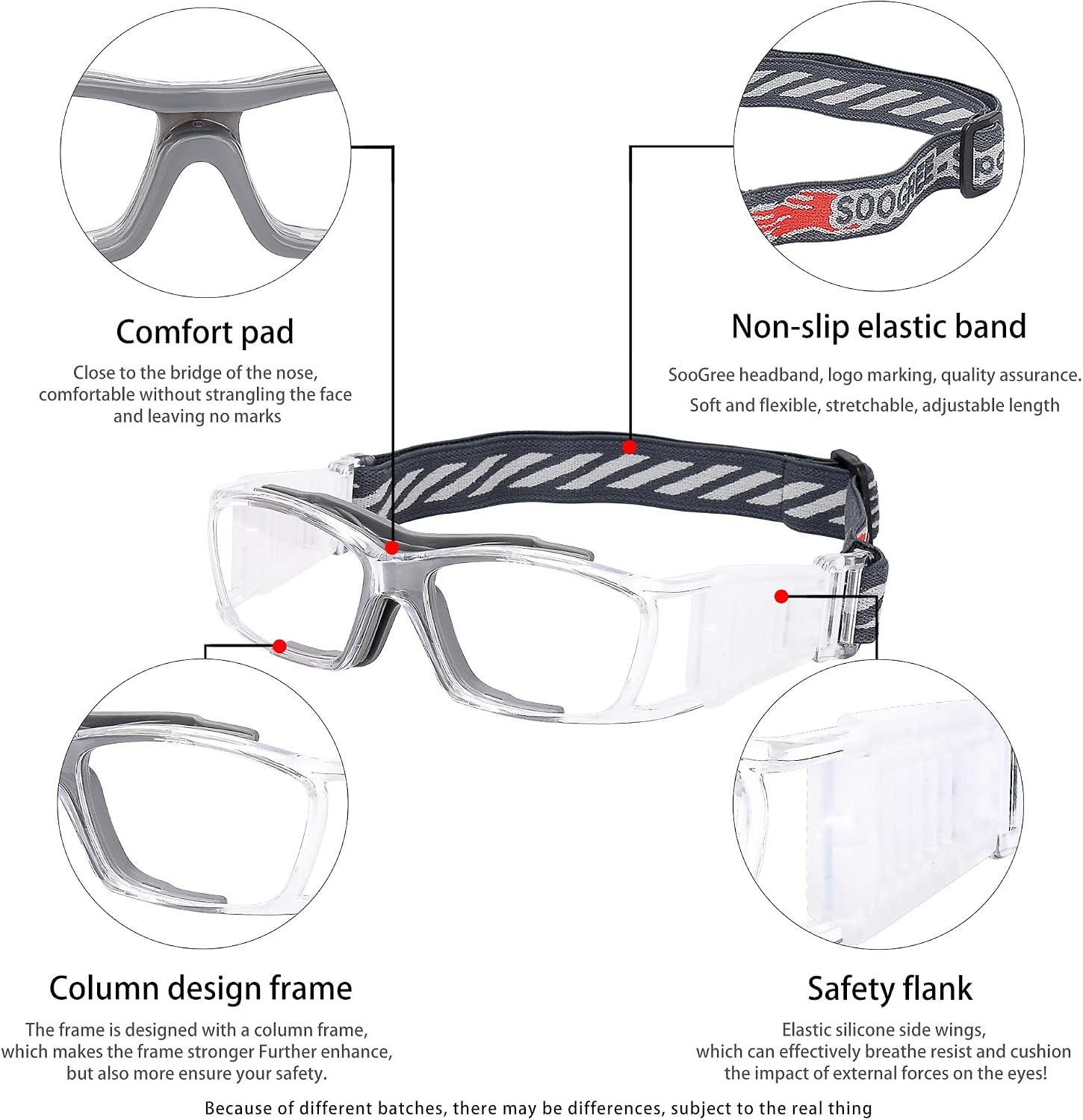 SooGree Sports Goggles Racquetball Glassess Basketball Football Soccer Goggles for Men & Women Adjustable Strap
