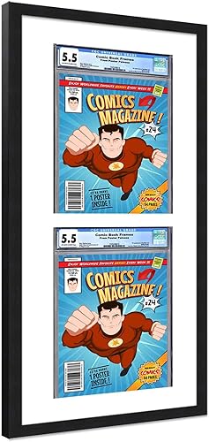 Miniatura 239 de Poster Palooza Marco de cómic con paspartú para 2 cómics CGC, CBCS o PGX Graded Comics – Marco de cómic negro para cómics de 8.125 x 13 pulgadas