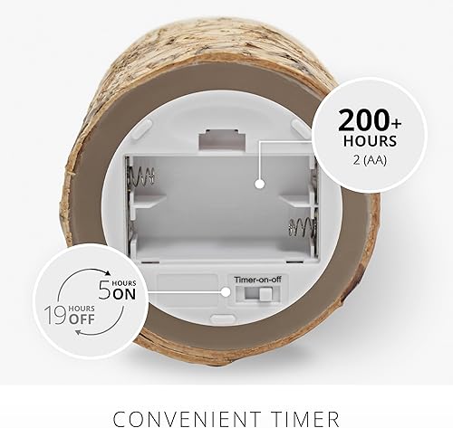 Miniatura 10 de Luminara Pilar de vela sin llama envuelto con corteza de abedul real luces LED de llama móvil sin perfume control remoto se vende por separado 325 x