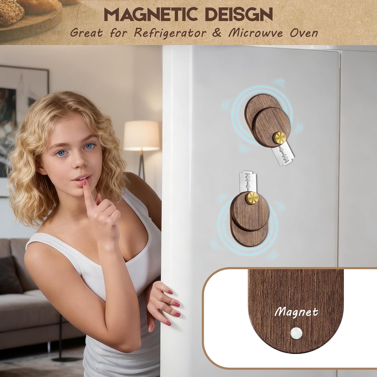 Upgraded UFO Bread Lame Dough Scoring Tool,Magnetic Sourdough Scoring Tool,Black Walnut Bread Lame Cutter Scoring Knife for Bread Baking Includes 5 Replaceable Razor Blades for Bread Baking