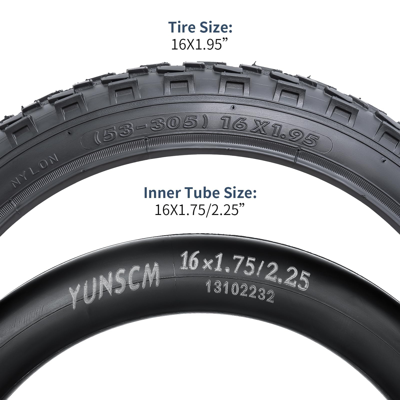 YUNSCM Fahrradreifen 16 Zoll (40,6 Cm) – 2 Stück Inkl. Schläuche, Schrader-Ventil, Faltbar