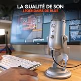 Logitech for Creators Blue Yeti USB Microphone for Recording, Streaming, Gaming, Podcasting on PC and Mac, Condenser Mic for Laptop or Computer with Blue VO!CE Effects, Adjustable Stand - Silver - 2
