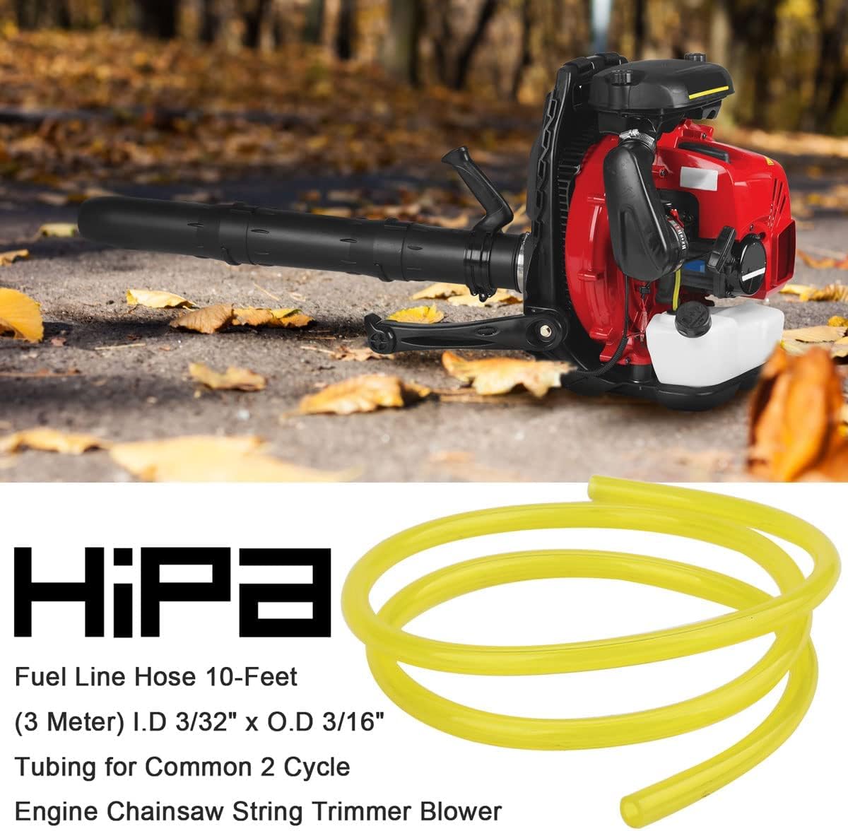 HIPA Fuel Line Hose 10-Feet (3 Meter) I.D 3/32" X O.D 3/16" Tubing for Common 2 Cycle Engine Chainsaw String Trimmer Blower 530069216
