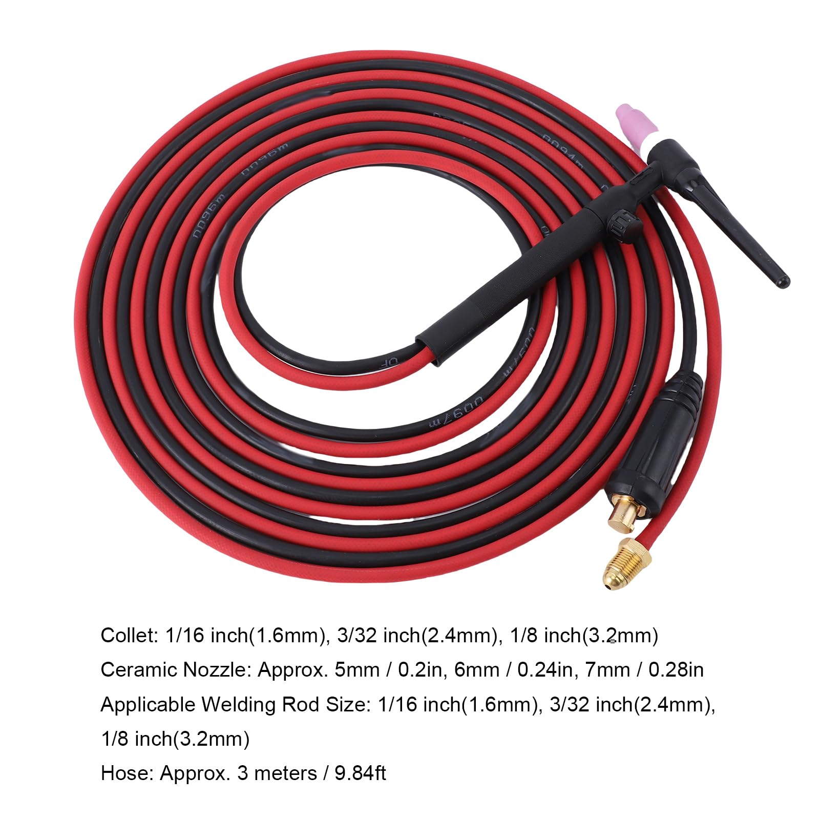 Argon TIG - Antorcha de soldadura con cable extendido, calor superior para entusiastas de la soldadura, 150 A, refrigerada por aire, soplete TIG con conector rápido de 35-50 mm², manguera de 3 metros