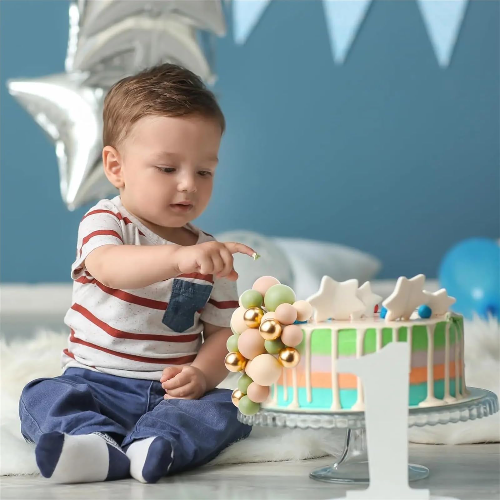 Lot de 288 mini ballons en mousse pour décoration de gâteau de Noël, d'anniversaire, fête prénatale, anniversaire de mariage (couleur A)