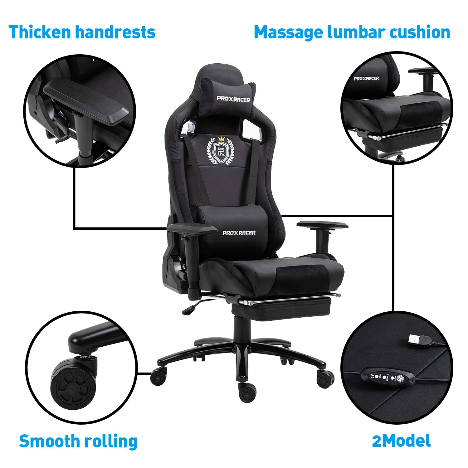 Walsport Reclining Gaming Chair with Footrest High Back Computer Chair