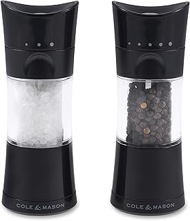 Harrogate Black Salt and Pepper Grinder Set, Adjustable Ceramic Mechanism, Inverta, ABS Plastic, 154 mm, Gift Set, Includes 2 x Salt and Pepper Mills