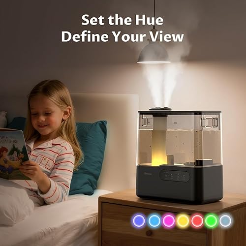 Miniatura 8 de BREEZOME Humidificadores de 5 L para dormitorio, habitación grande, humidificador de niebla fría de llenado superior de 36 horas con bandeja de