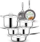 NutriChef Kitchenware Pots & Ensemble de casseroles -16-Piece Ensemble de cuisine avec ustensiles en nylon, revêtement en céramique de Prestige nonick, vaisselle élégante, coffre-fort d'induction, acier inoxydable