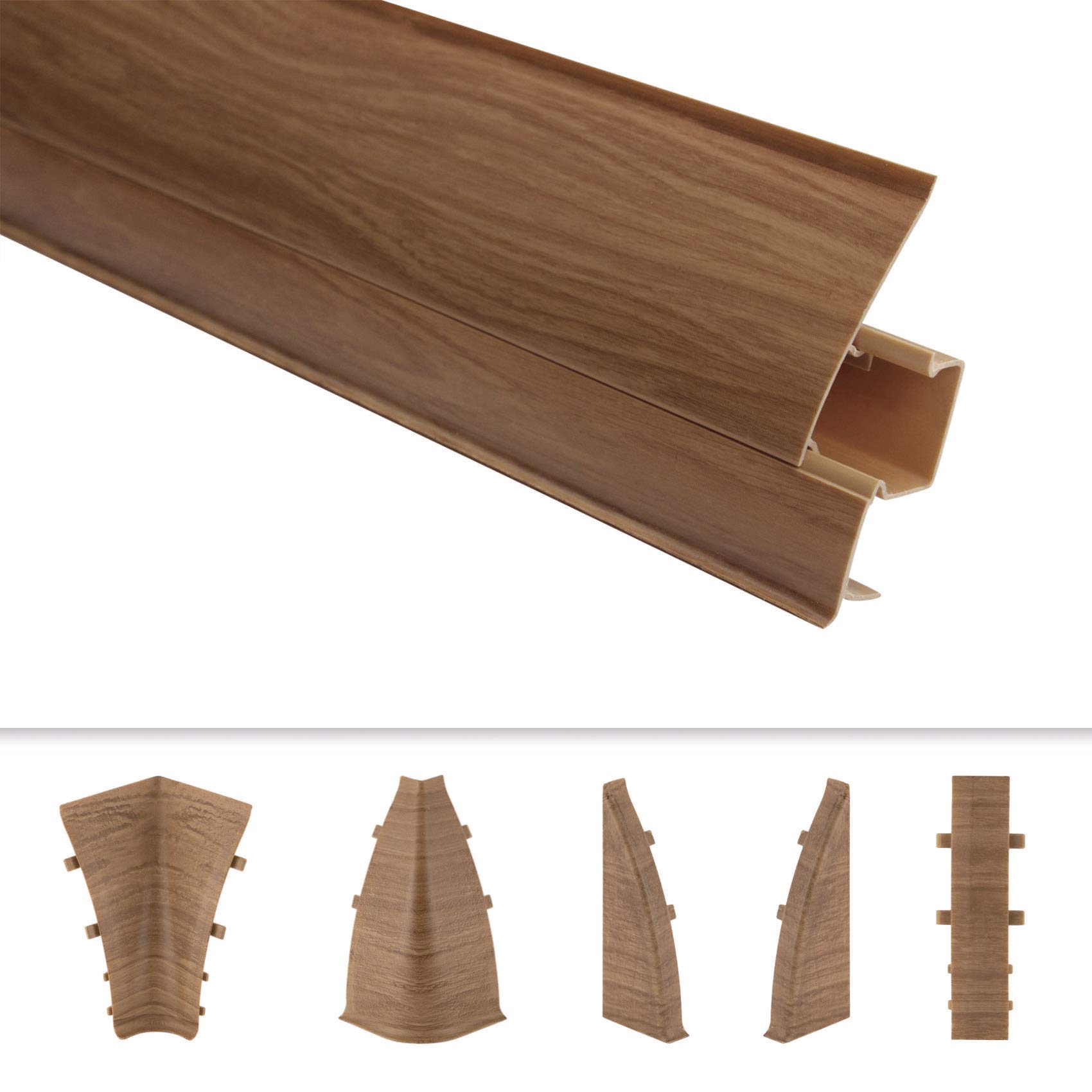Rodapiés y accesorios LEMAL - Rodapiés de PVC 65x23mm con pasacables - (40 metros 8696 aspecto madera aliso)