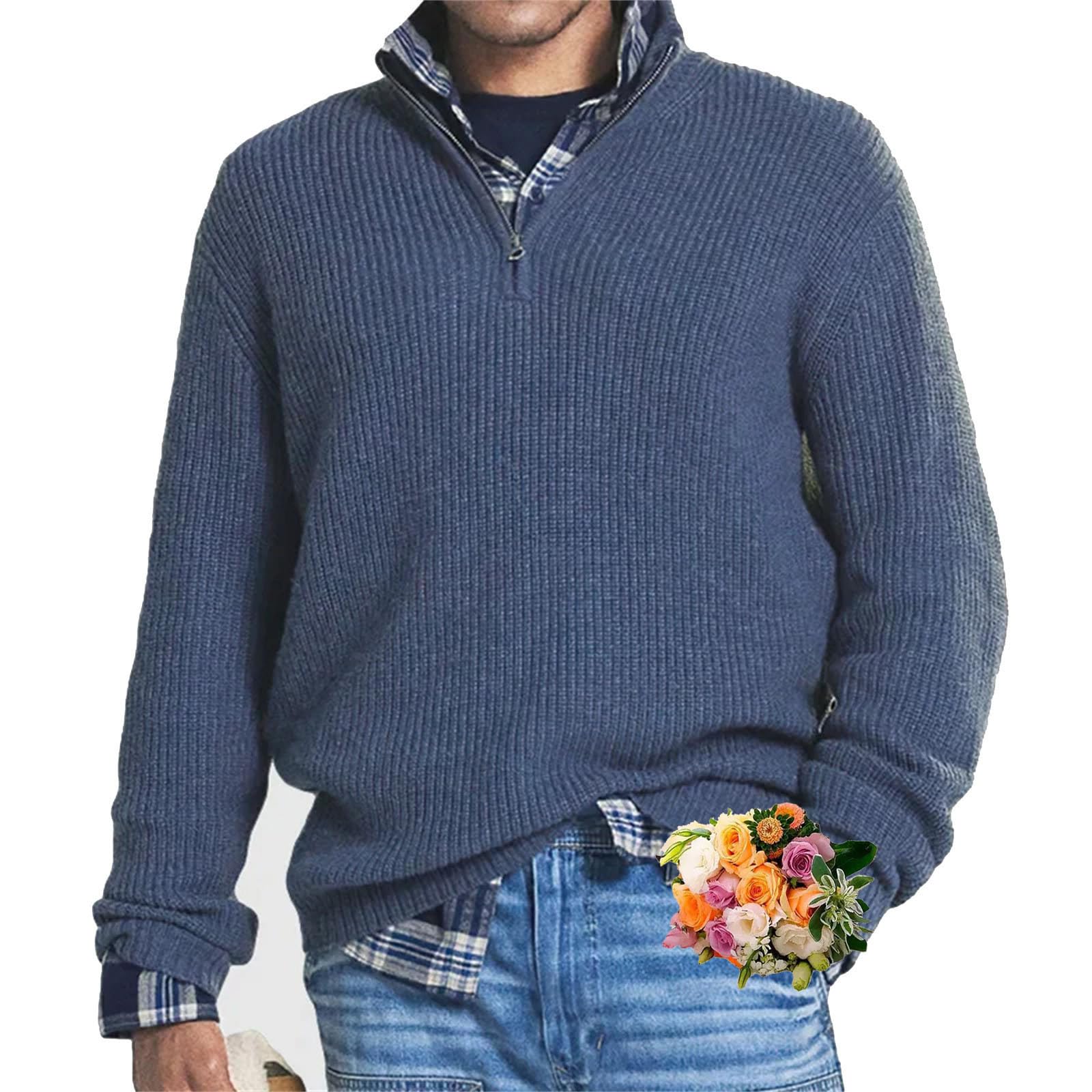 Mens Cotton Business Casual Zipper Sweater Mens Quarter