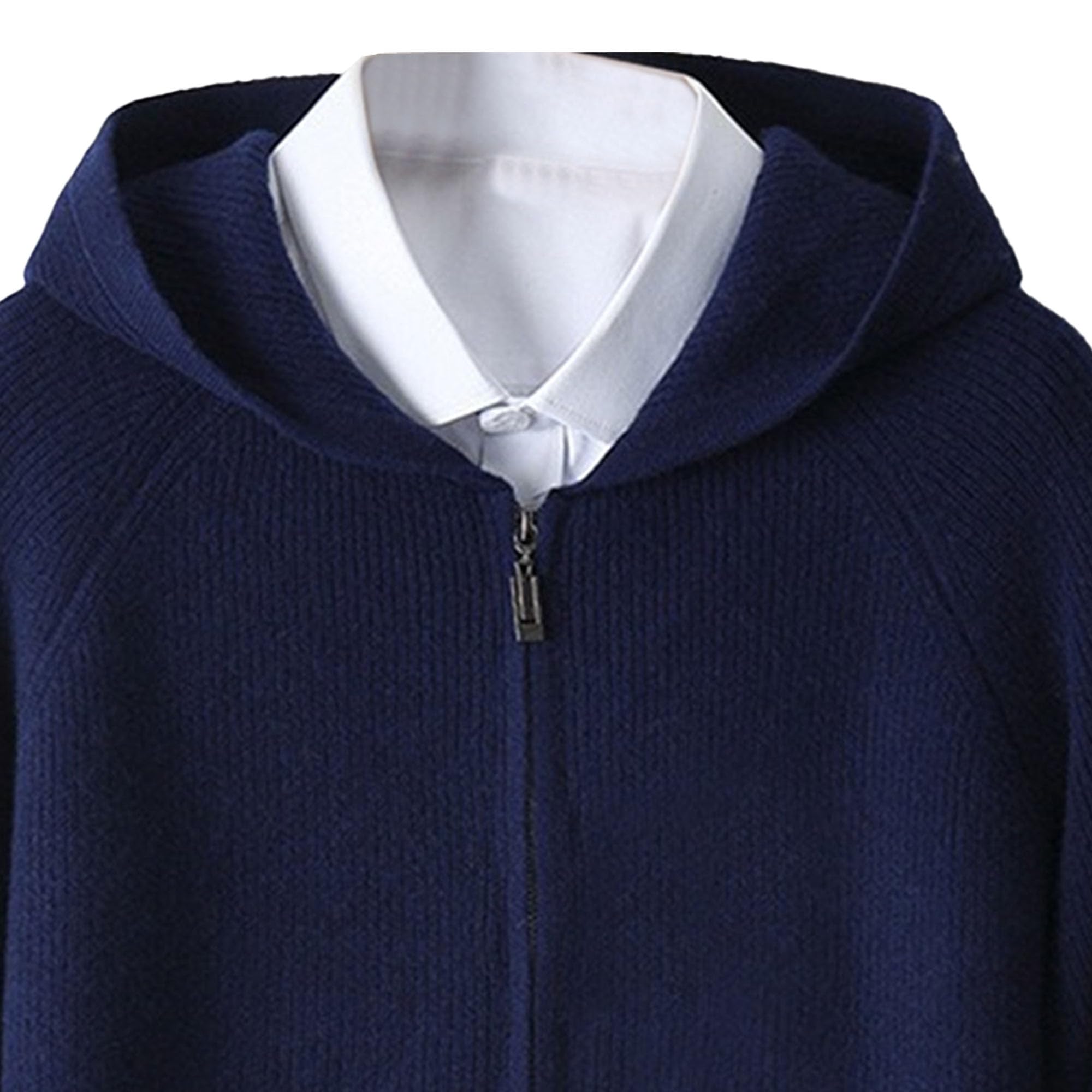 Cardigan da uomo in lana merino-lana con cappuccio e cerniera morbido cardigan con cappuccio autunno-inverno tinta unita felpa allentata