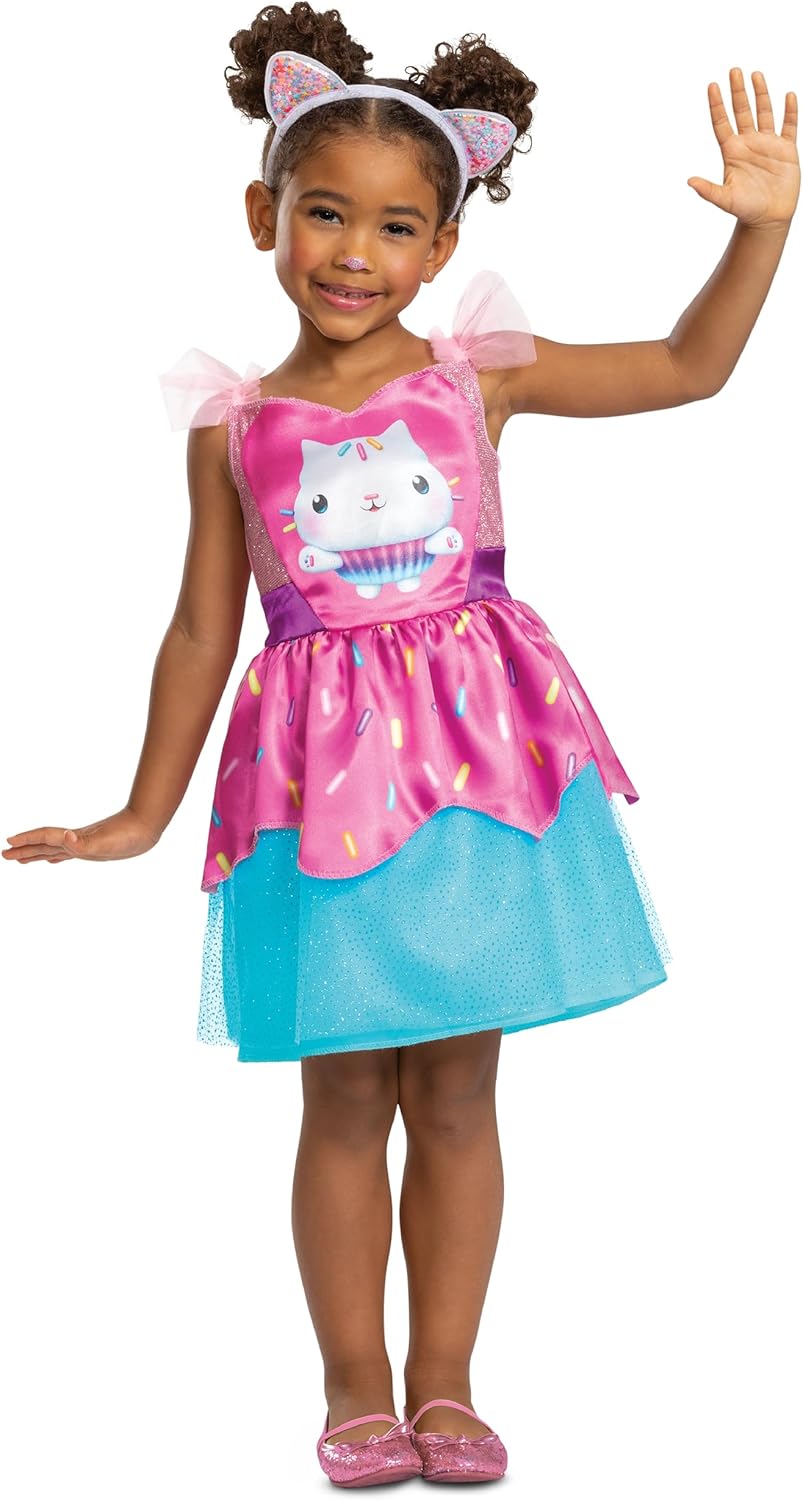 Cakey Cat Costume for Kids, Official Gabby's Dollhouse Costume and Cat Ears Headband