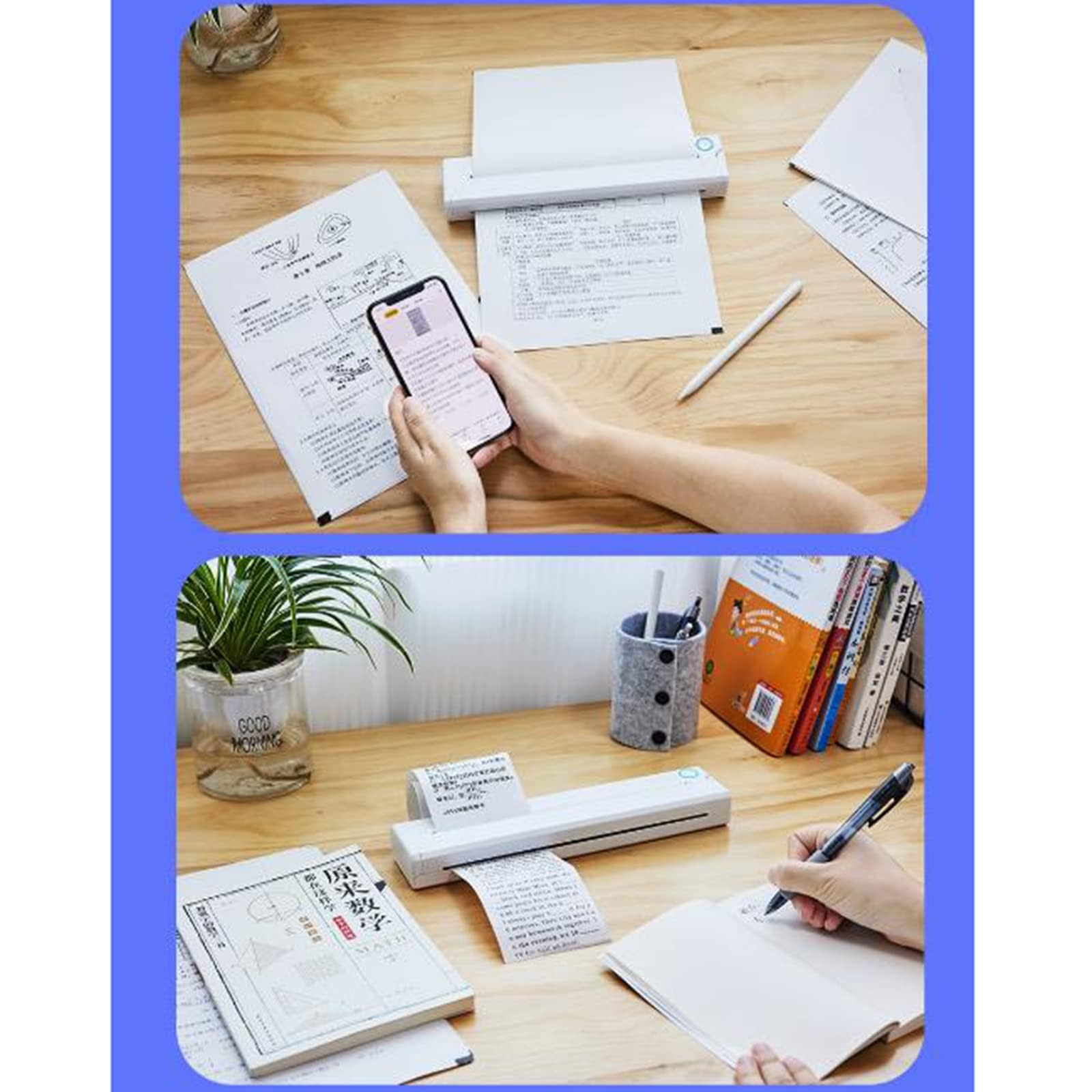COYEUX Impresora portátil inalámbrica, Impresora Bluetooth térmica A4 sin Tinta, admite impresión en Papel térmico A4 de 2/3/4 Pulgadas, para bocetos de diseño, facturas, informes de Servicio