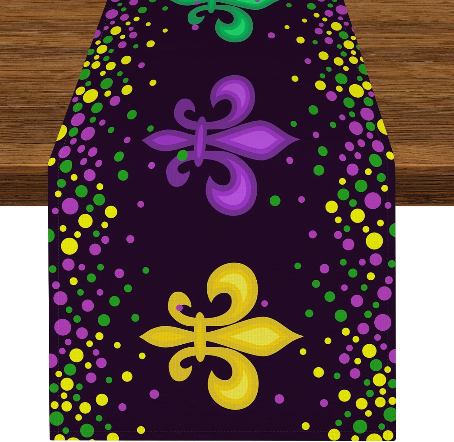 Mardi Gras Fleur De Lis Table Runner Carnival Purple Green Yellow Table Runners 72 Inches Long for Kitchen Dining Table Decoration Holiday Masquerade Party Indoor Outdoor Decor : Home & Kitchen