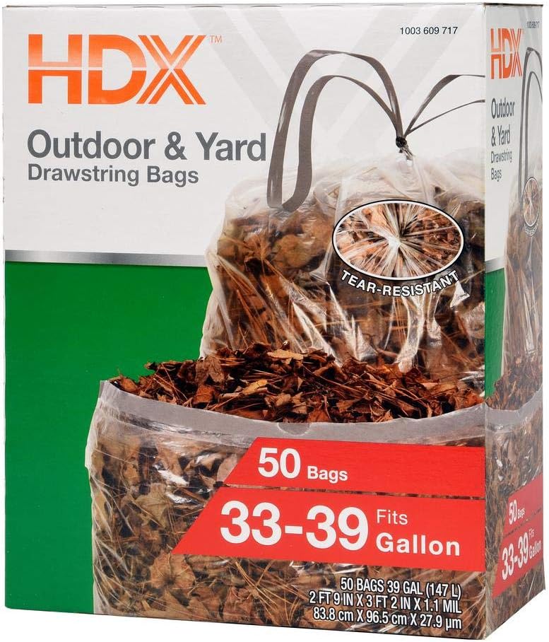 HDX 39 Gal. Clear Flex Drawstring Trash Bags (50Count) Amazon.ca