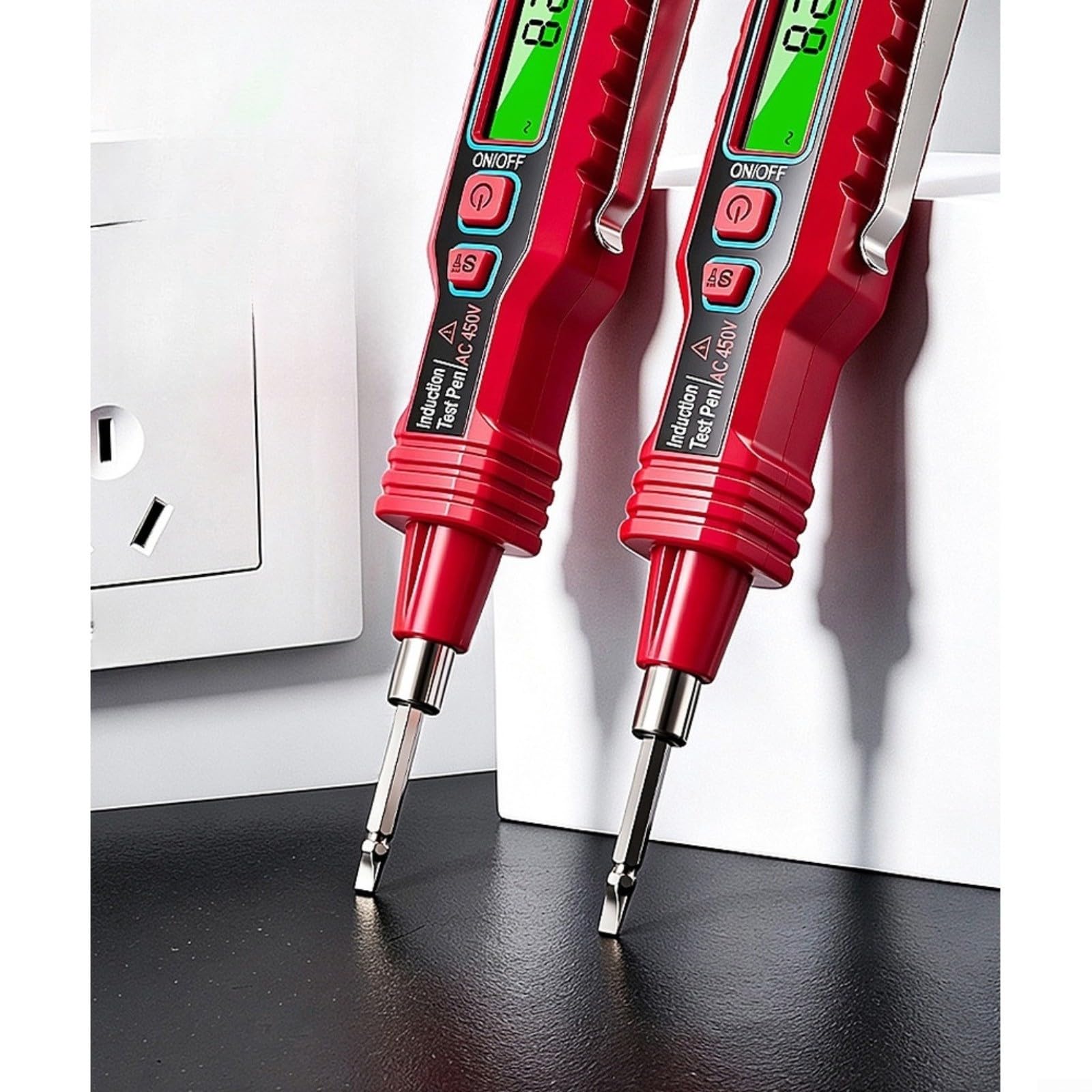 Spannungsprüfer Stift für f8 mit LED,NCV 11-450V,Digitalanzeige, 2-in-1 Bit