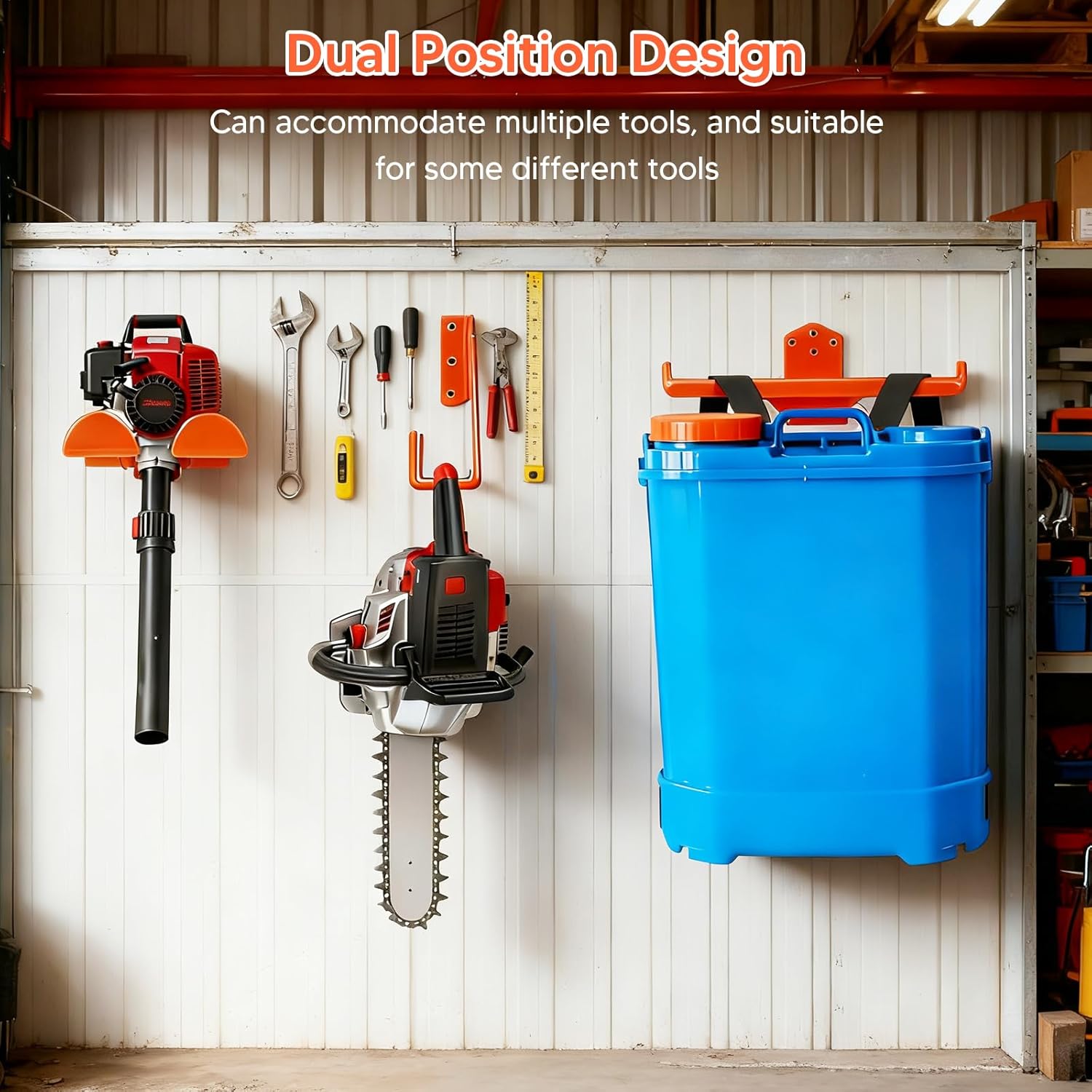 3 Pack Chainsaw Holder, Weed Eater Hanger, Backpack Blower Rack, Thickened Reinforced Steel Utility No Scratch Design For Garage Yard Shed Tool Storage