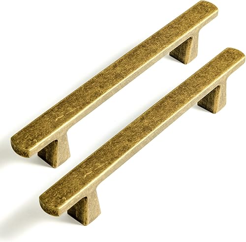 Goo-Ki Manijas rectangulares retro de aleación de zinc de latón antiguo  3.78 pulgadas (3.780 in) agujero central de lujo accesorios para gabinete