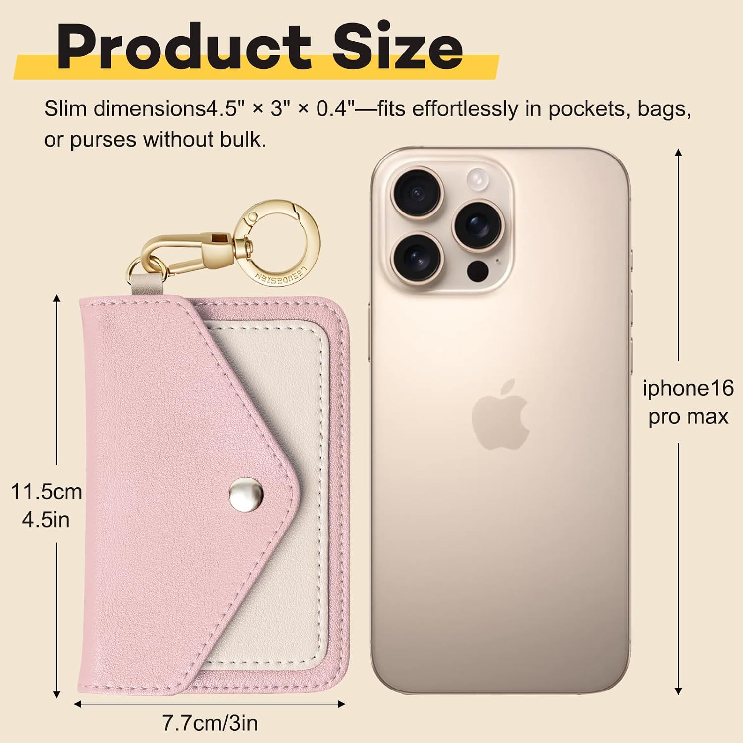 Cute Everyday Card Holder for Women & Girls with Belt Loop,Slim Wallet with Metal Clasp for Transit Cards,ID,Gym Access,Organizer Gifts for Girls(Light Pink)