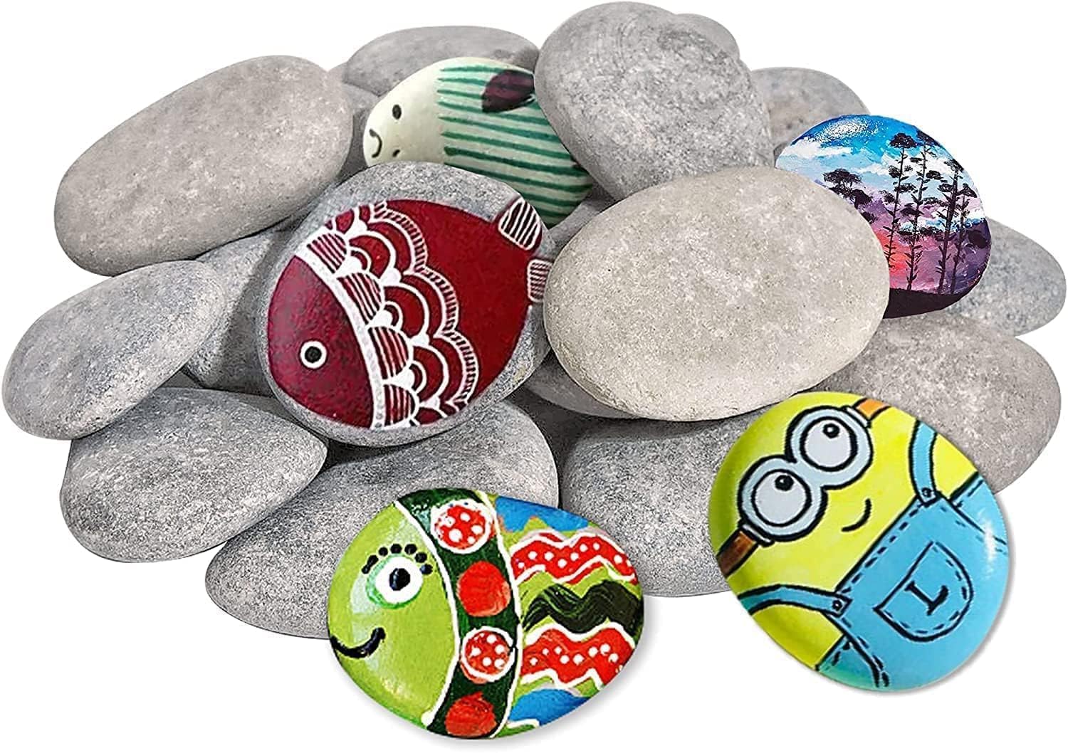 Chicabode 10 Pack River Rocks For Painting, Crafts Natural Smooth Surface Arts And Crafting Rock Painting Supplies, Easy To Paint, Kids Project, Home Decoration