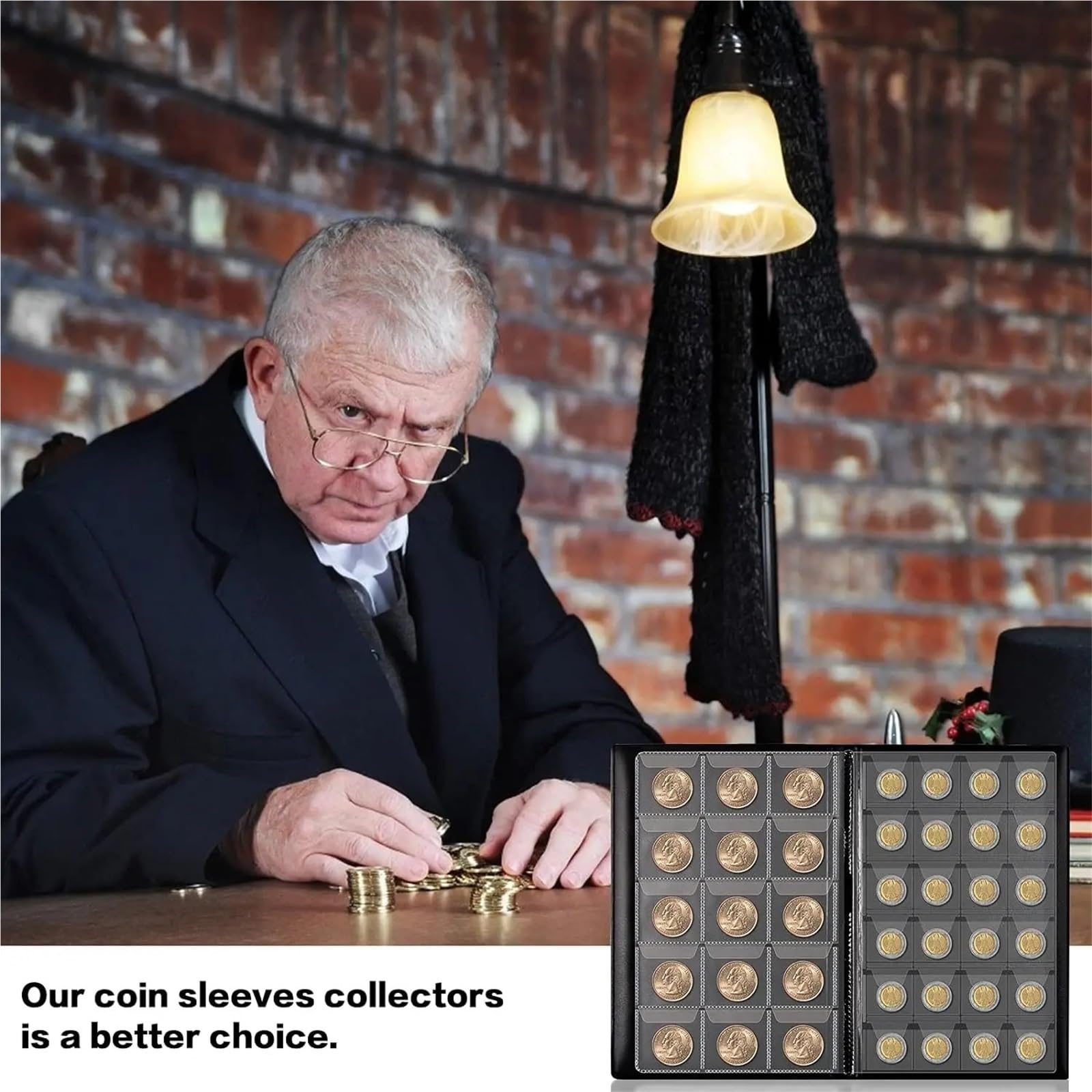 Album Monedas Coin Collection Book Holder Album for Collectors, 300 Pockets Coins Display Storage Case, Collecting Sleeves Organizer Box(Blue)