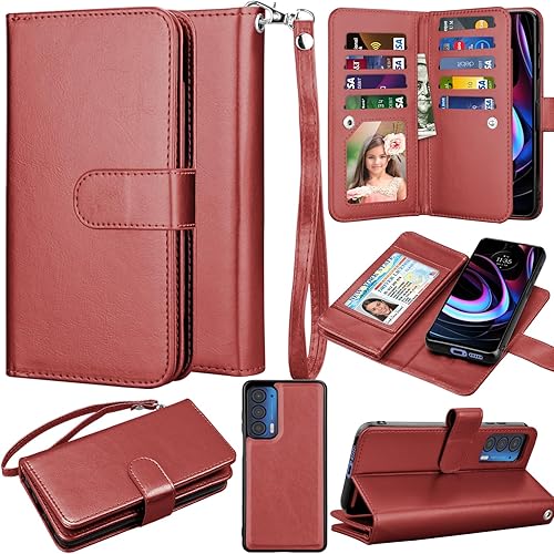 Miniatura 8 de Takfox Funda tipo cartera para Motorola Moto Edge 2021, funda para Moto Edge 5G UW 2021, ranuras para tarjetas de crédito, funda de piel sintética