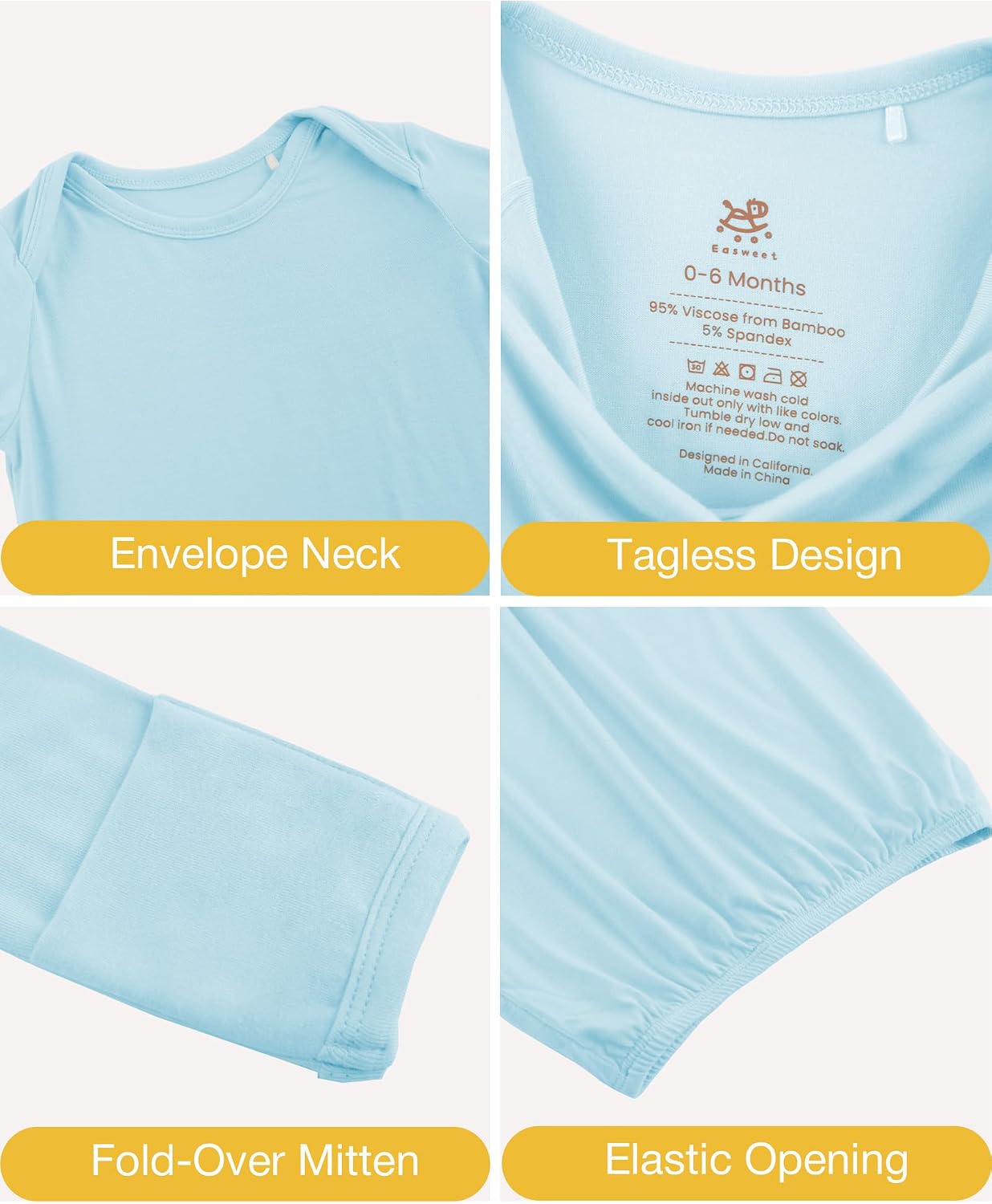 Bamboo Viscose 2-Pack Baby Gowns for Boys and Girls Long Sleeve Infant and Newborn Sleepers