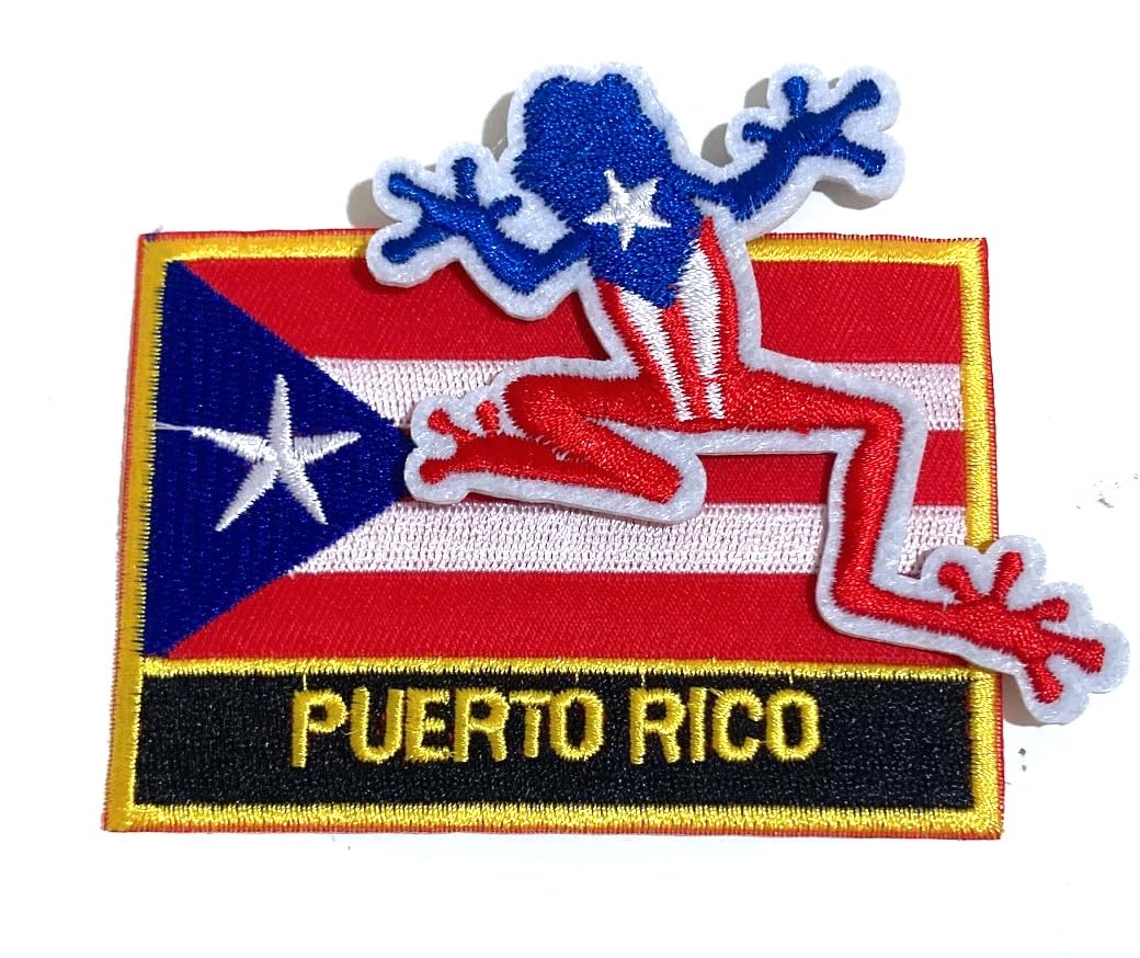 2Pcs Puerto Rican Flag Frog Embroidered Patch - Iron On Or Sew On For Clothes, Hats, Bags - View #8