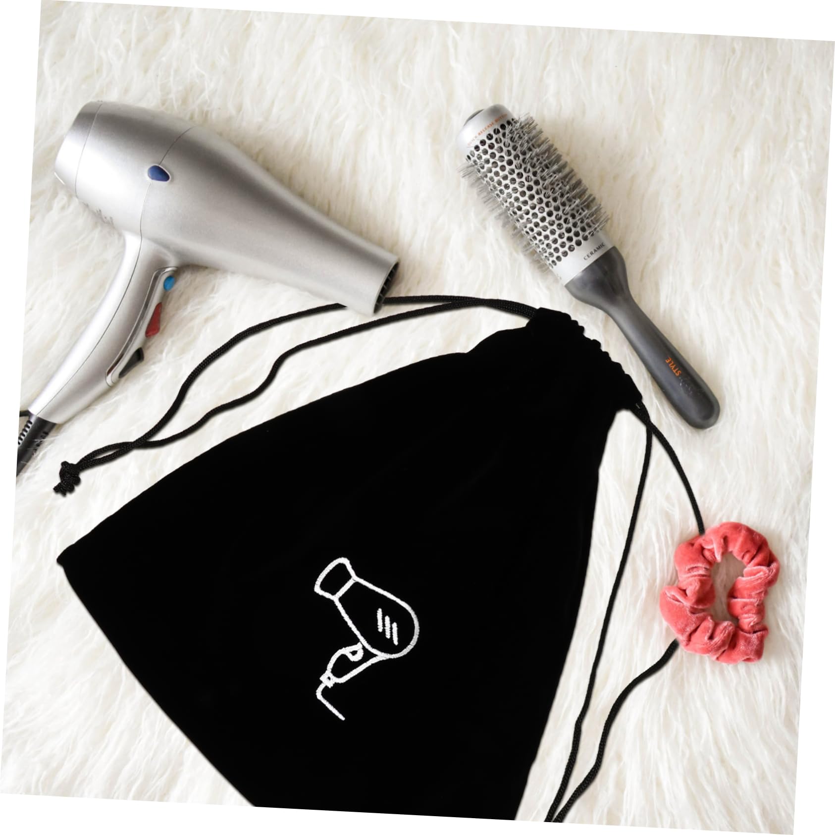 DOITOOL Bolsa De Terciopelo Para Almacenamiento De 10 Piezas Organizador Universal De Forro Polar Para Secador De Pelo Con Cordón Para Artículos De Tocador Pequeña De Franela