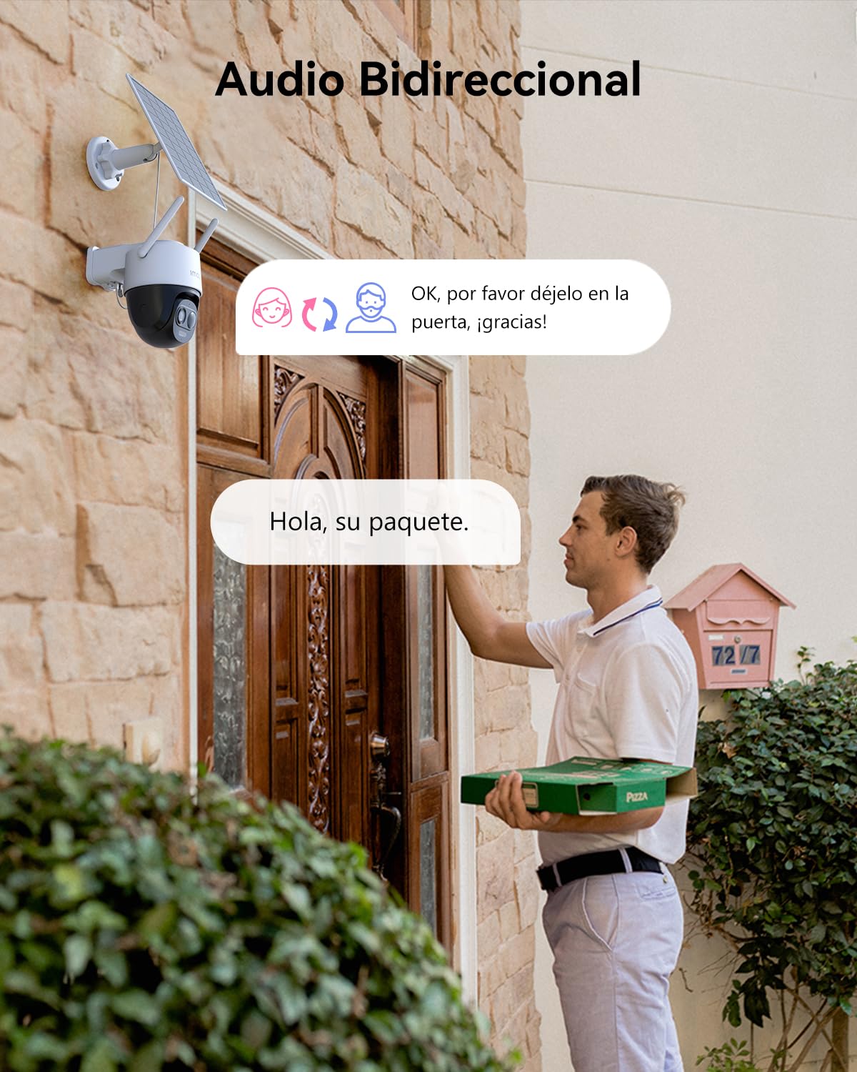 Imou 2K Cámara Vigilancia WiFi Exterior Solar, Cámara Sin Cable de Batería Duración de 365 Días de 5000mAh, Visión Nocturna en Color, Detección de Humana, Cell PT 2C 3MP y Panel Solar