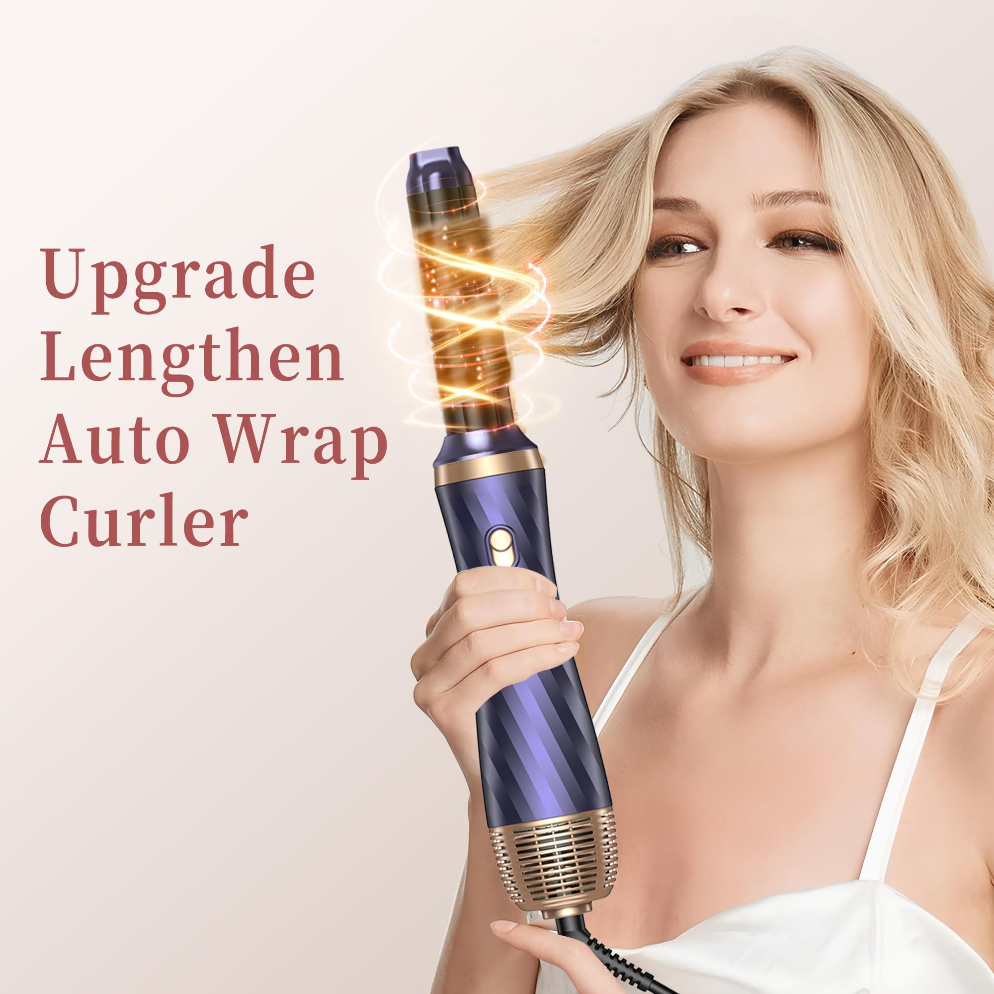 Air Styler Set 6 en 1, OKWRAP Secador 6 en 1,Cepillo de Aire Set 6 Cabezales Intercambiables 3 Temperaturas Cepillo Moldeador De Pelo Cepillo Secador Pelo With Riza, Da Volumen, Alisa y Seca