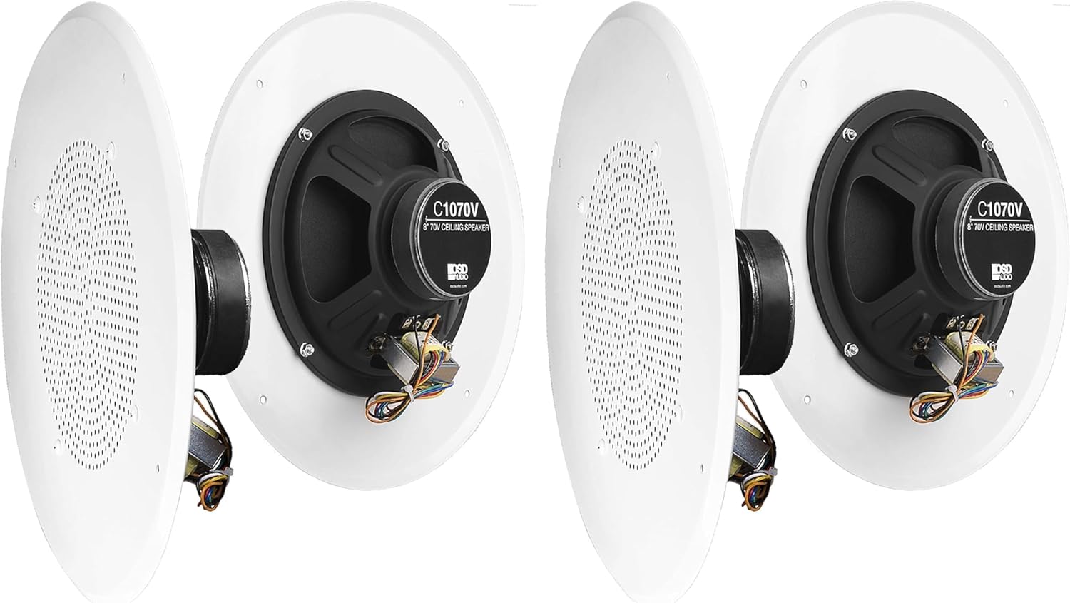 OSD Audio 8" Commercial 70V Ceiling Speaker w/Front Volume Control Knob Single White C1090