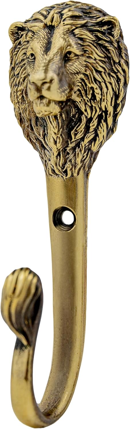 Lion Clothes Hanger Storage. Handmade. for Kitchen Living Room Bathroom Bars Hotels. Rack Hangers for Hanging Coats Towels Keys Hats Purse Backpacks. Unique Design. Vintage. Brass