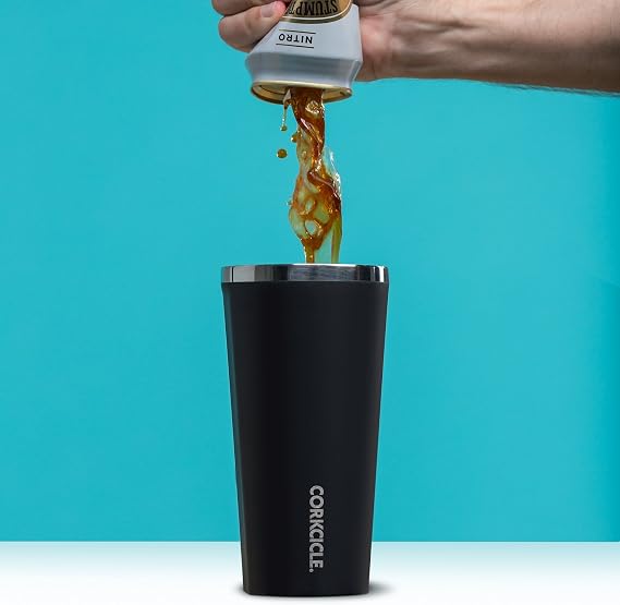 Corkcicle Insulated Stainless Steel Bottle/Thermos, 16 oz, Matte Black by Corkcicle